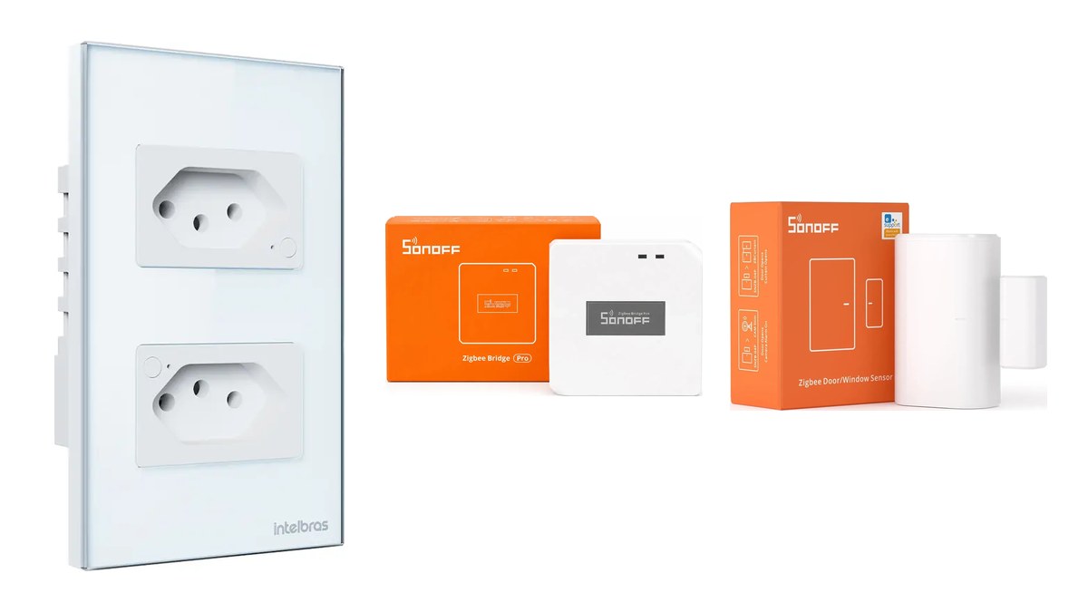 Wi-Fi ou Zigbee: tomada Wi-Fi, hub Zigbee e sensor Zigbee