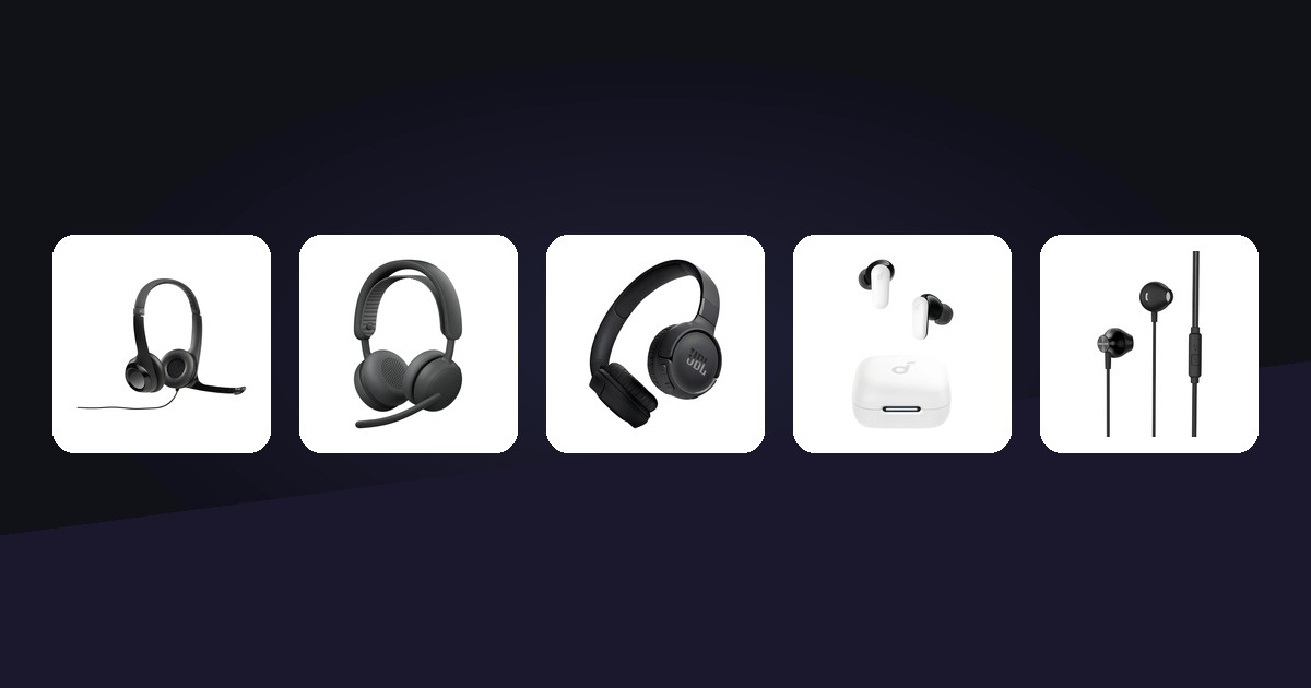 Cinco headsets comparados: Logitech H390, Zone Wireless 2, JBL Tune 520BT, Anker soundcore P30i e Philips TAUE101BK
