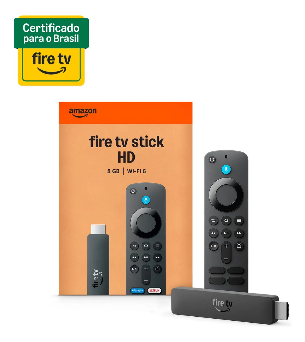 Fire TV Stick HD com controle remoto por voz com Alexa