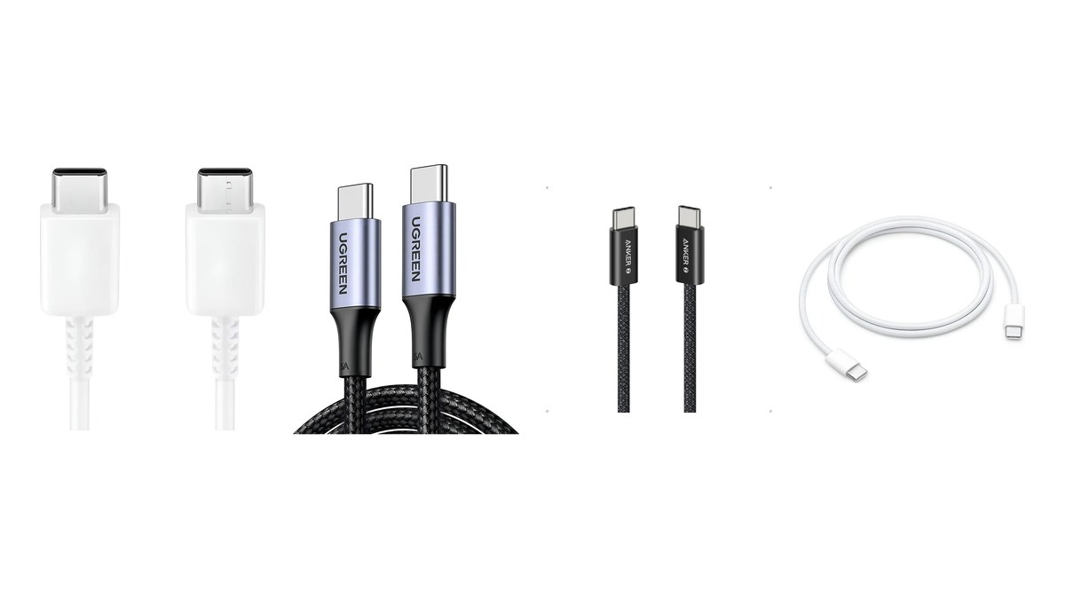 Montagem com cabos USB-C Samsung, Ugreen 100W, Anker 240W e Apple 60W