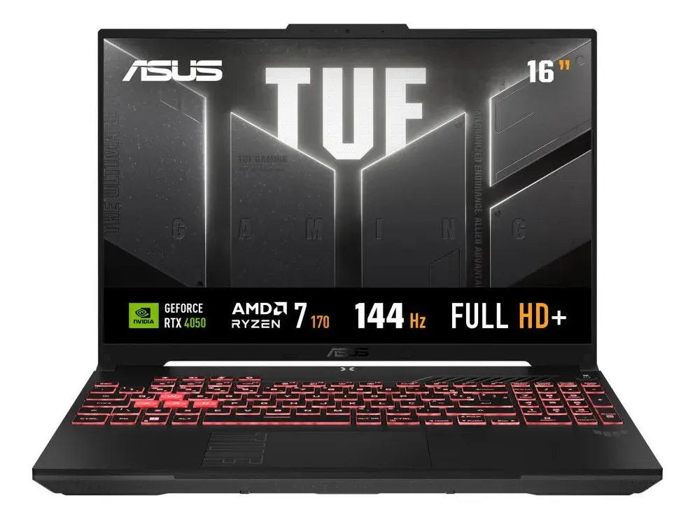 Notebook Gamer ASUS TUF Gaming A16, AMD Ryzen 7, RTX 4050, 16GB RAM, 512GB SSD, Linux KeepOS, Tela 16" IPS 144Hz, Mecha Gray - FA607NUQ-RL16