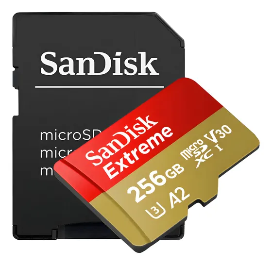 Cartão Memória Sandisk Extreme 256gb Micro Sd + Adaptador Sd