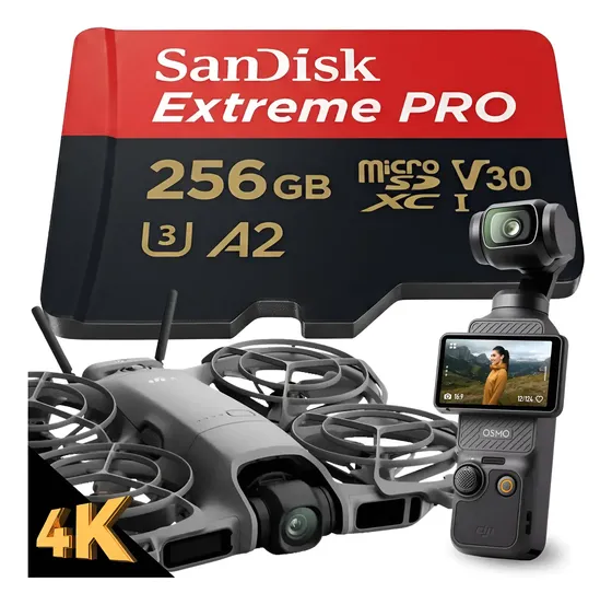 Cartão Micro Sd Sandisk Extreme Pro 256gb Para Drone Dji 4k