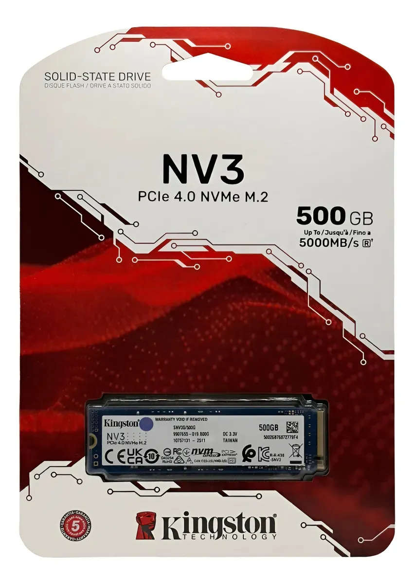 SSD Kingston NV3 500GB M2 2280 NVME PCIe 4.0 Gen 4x4