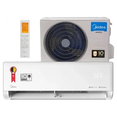 Ar-condicionado split Midea AI Ecomaster 9.000 BTUs: unidade interna, unidade externa e controle remoto