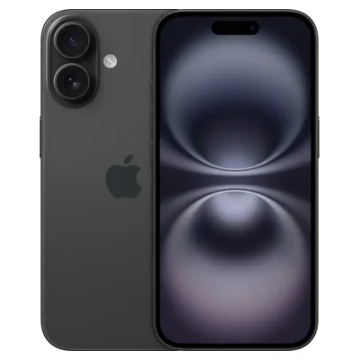 Apple iPhone 16 preto, de costas e de frente