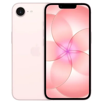 Apple iPhone 17e rosa-pálido, de costas e de frente