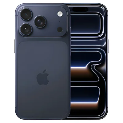 Apple iPhone 17 Pro azul-profundo, de costas e de frente