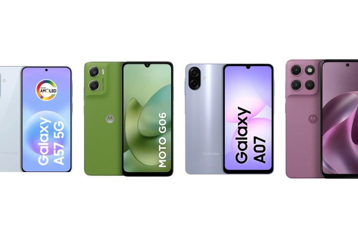 Galaxy A57, Moto G06, Galaxy A07 e Moto G17 lado a lado