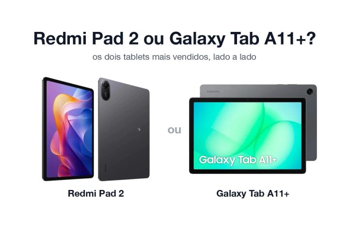 Xiaomi Redmi Pad 2 e Samsung Galaxy Tab A11+ lado a lado