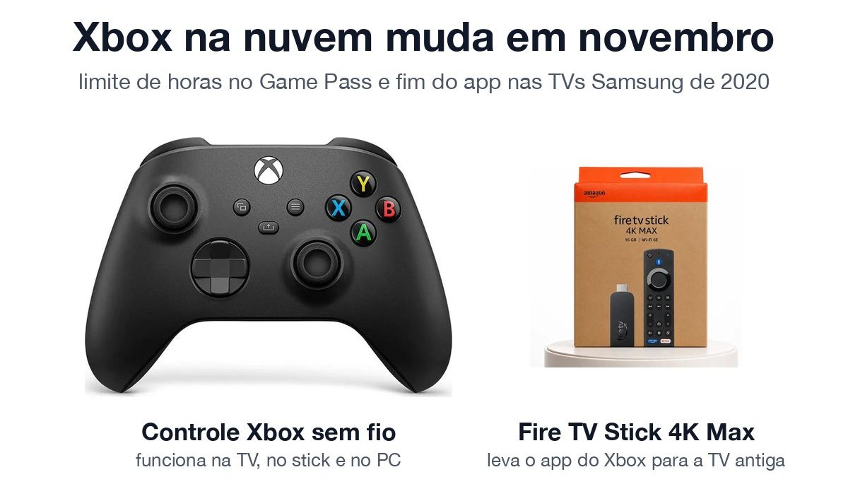 Controle Xbox sem fio preto ao lado da caixa do Fire TV Stick 4K Max