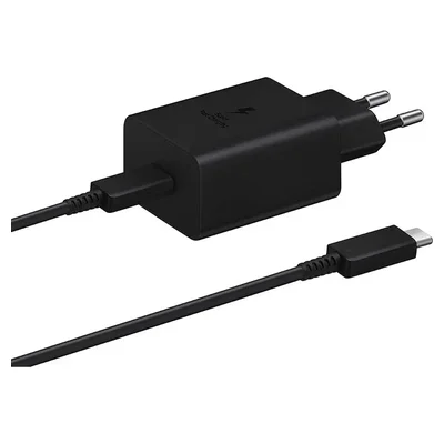 Carregador Samsung de 45W preto com o cabo USB-C de 1,8 metro