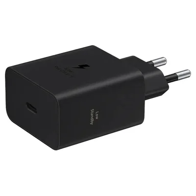 Adaptador de energia Samsung de 60W preto, com uma porta USB-C