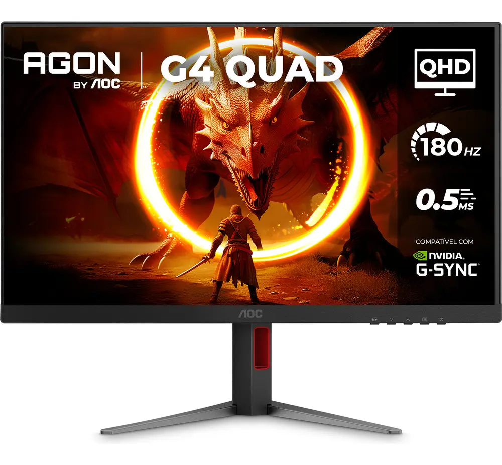 Monitor Gamer AOC Agon Q27G4F 27" IPS QHD (2560x1440) 180 Hz, base com ajuste de altura