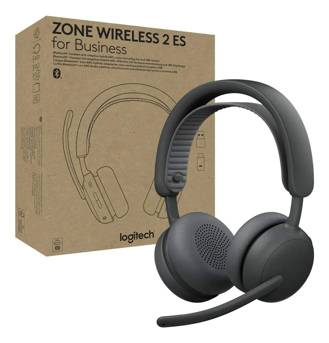 Headset Logitech Zone Wireless 2 com cancelamento de ruído