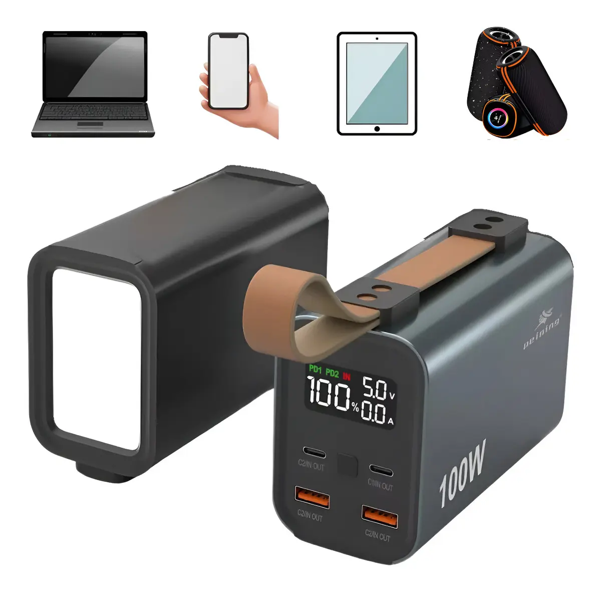 Power Bank Turbo 30000mah 100w Starlink Macbook Notebook Cor Preto
