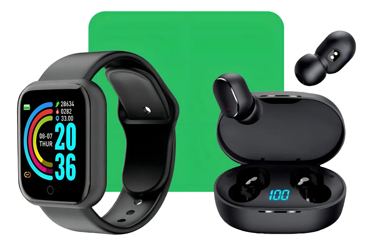 Relógio Smart Digital Inteligente Masculino / Feminino Connect Ecom + Fone S/fio Cor Da Pulseira Preto