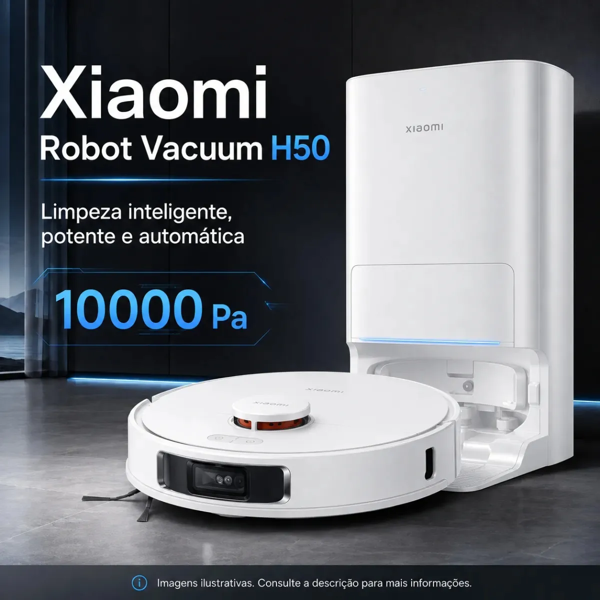Aspirador Robô Xiaomi H50 10000pa Mop Base Autolimpeza