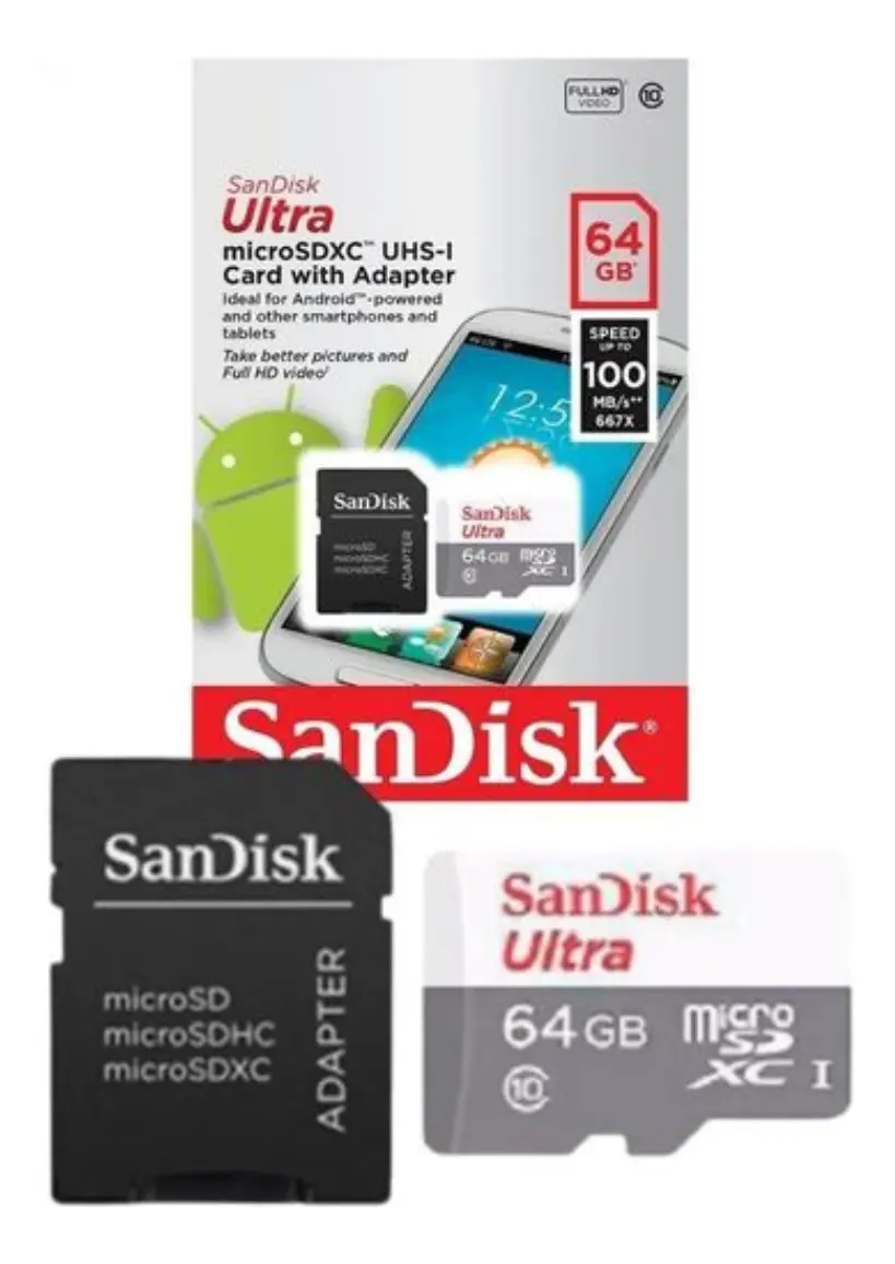 Cartão microSD SanDisk Ultra 64 GB, Classe 10 U1, com adaptador