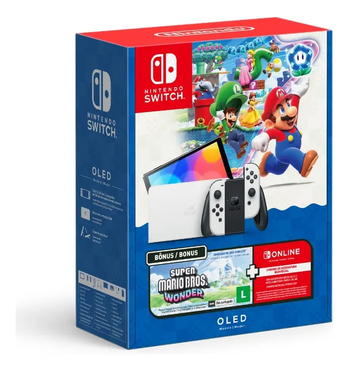 Switch OLED + Super Mario Bros. Wonder + 3 meses de NSO