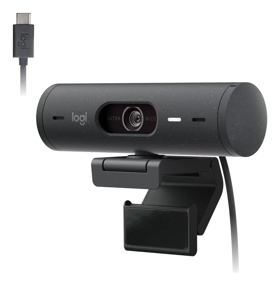 Webcam Logitech Brio 500 grafite com tampa de privacidade