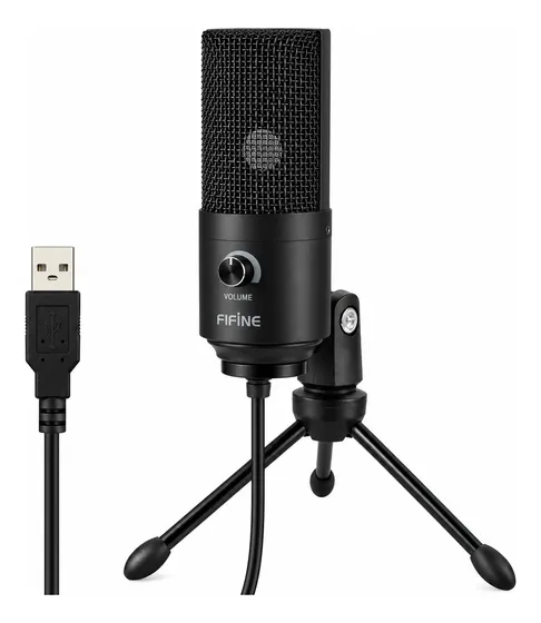 Microfone condensador USB Fifine K669 em tripé de mesa