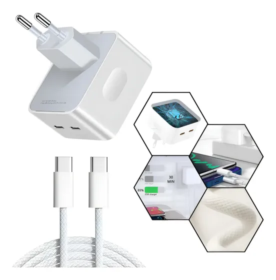 Carregador Turbo 50w Usb-c Duplo Para iPad Macbook iPhone 16