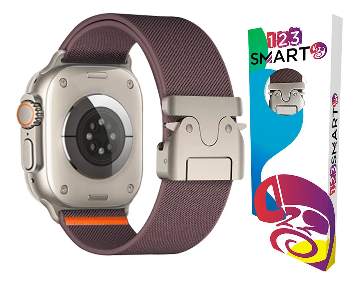 Pulseira de Nylon com Fecho de Aço Para Apple Watch Ultra 1 2 3 4 Iwatch Serie 1 ao 12 Se 44mm 45mm 46mm 49mm — Roxo Light
