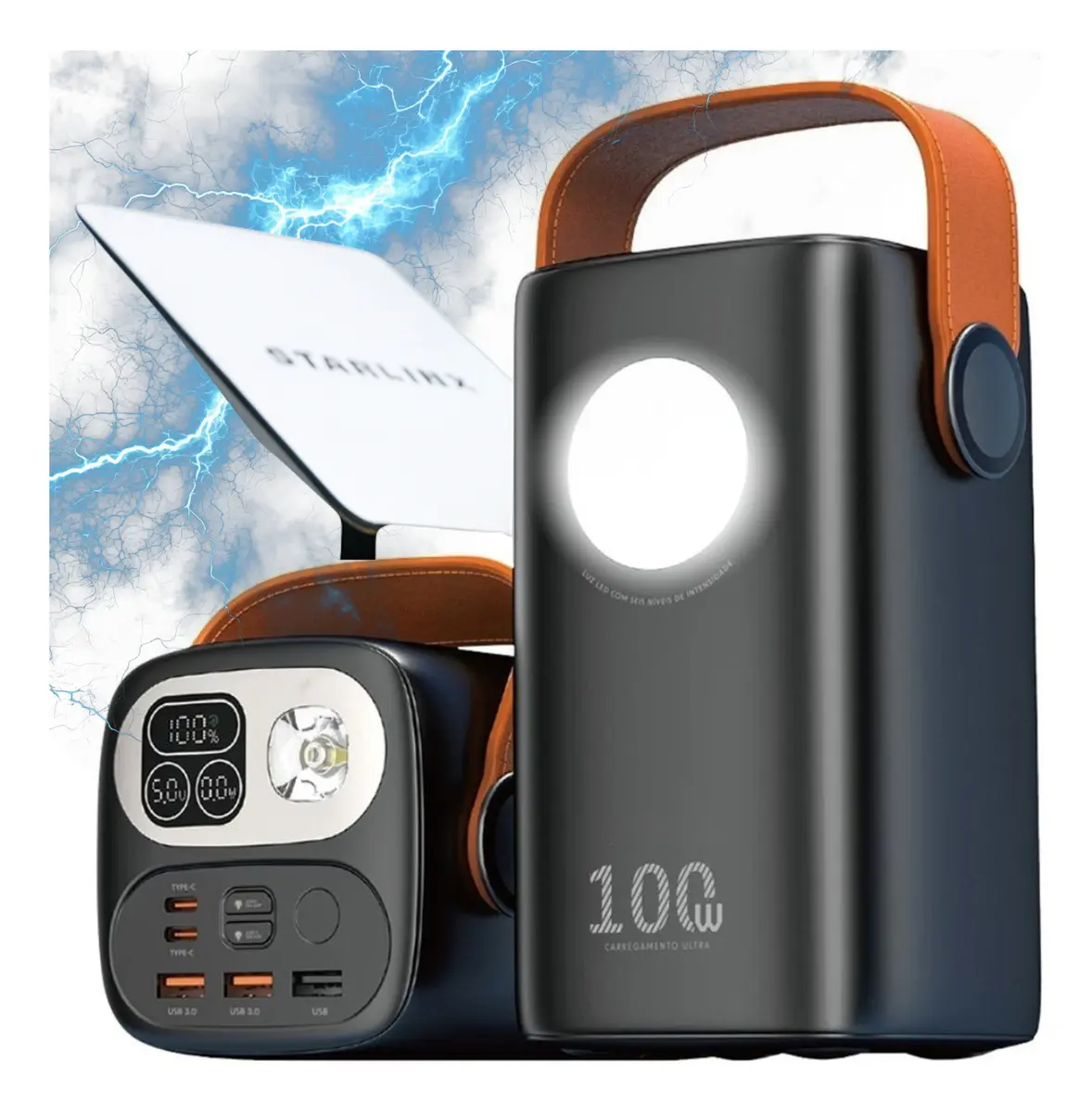 Power Bank 60.000mah 100w Para - Starlink Mini Ultra Rápido Carregador Portátil E Notebooks celulares computadores viagens trabalho home off