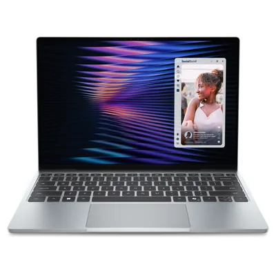 Dell XPS 13 de 2026 prateado, aberto e visto de frente