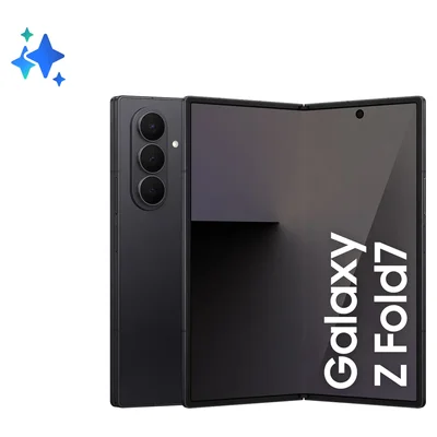 Samsung Galaxy Z Fold7 aberto e fechado, preto