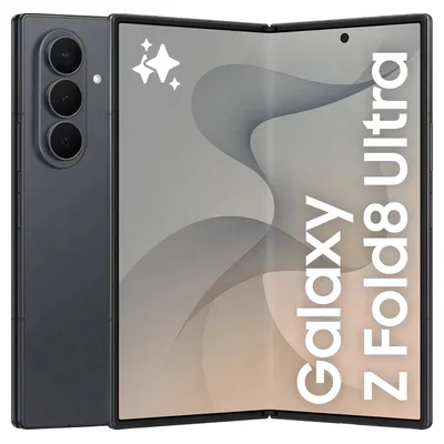 Samsung Galaxy Z Fold8 Ultra aberto e fechado, cinza