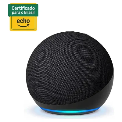 Echo Dot azul-escuro esférico com anel de luz azul na base