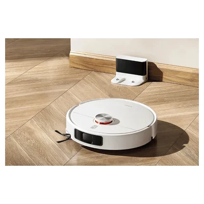 Robô aspirador Xiaomi S40 branco numa sala com piso de madeira