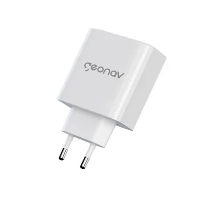 Carregador Geonav SuperPower GaN Duo 48W branco com tomada de dois pinos