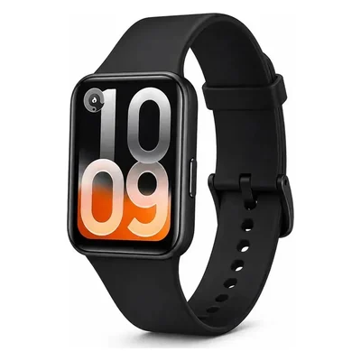 Xiaomi Smart Band 10 Pro preta, de tela quadrada, com pulseira de silicone preta