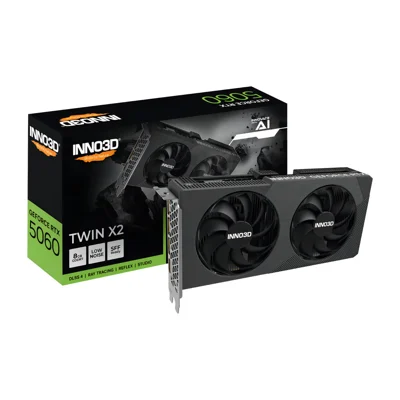 Placa de vídeo Inno3D GeForce RTX 5060 Twin X2 8 GB com a caixa, foto de catálogo do Mercado Livre