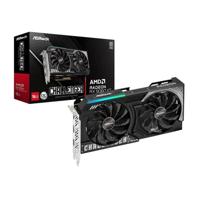 Placa de vídeo ASRock Radeon RX 9060 XT Challenger 16 GB com a caixa, foto de catálogo do Mercado Livre