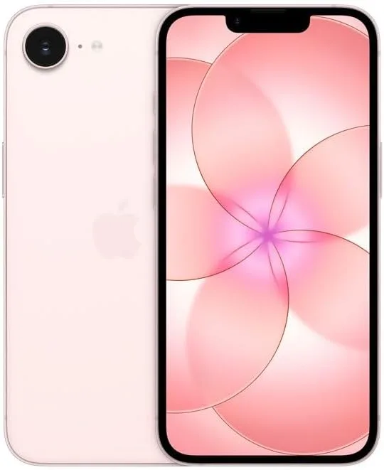 iPhone 17e rosa-pálido de 256 GB, frente e verso