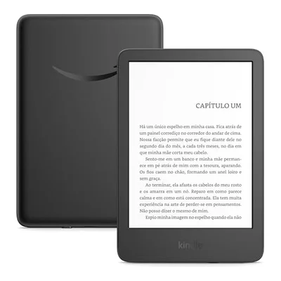 Kindle 2024 preto de 6 polegadas, de frente e de costas