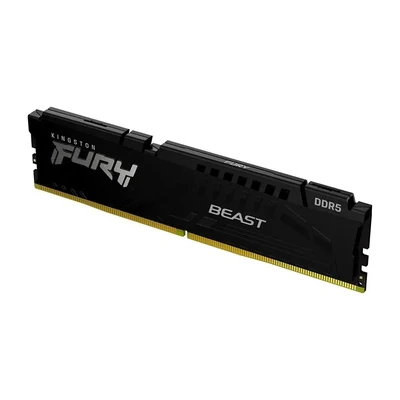 Pente de memória Kingston FURY Beast DDR5 preto, com dissipador e as palavras FURY e BEAST