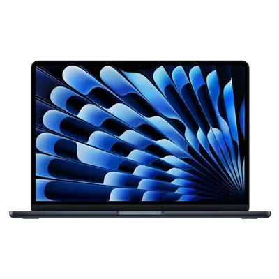 MacBook Air de 13 polegadas meia-noite aberto, visto de frente