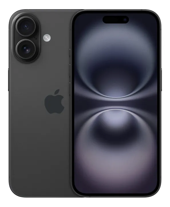 Apple iPhone 16 de 256 GB na cor preta, frente e verso