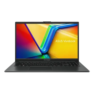 Notebook Asus Vivobook Go 15 preto aberto, de frente