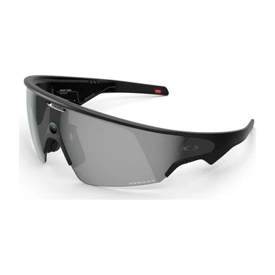 Óculos esportivo Oakley Meta Vanguard preto com lente única espelhada prata
