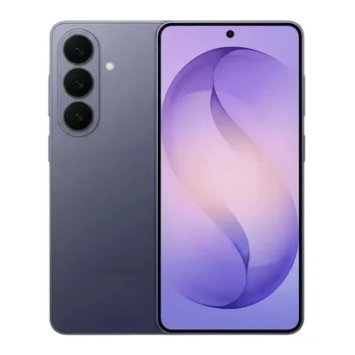 Samsung Galaxy S26 violeta, visto de costas e de frente