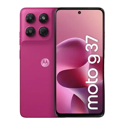 Motorola Moto G37 rosa, visto de costas e de frente