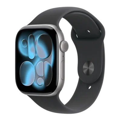 Apple Watch Series 11 com caixa de alumínio e pulseira esportiva preta