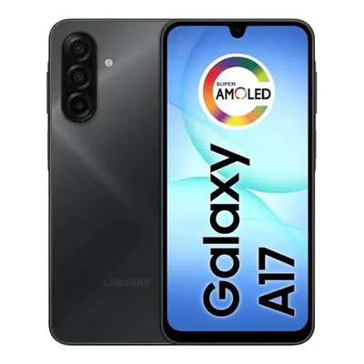 Samsung Galaxy A17 4G preto, de frente e de costas