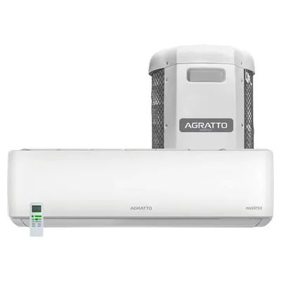 Ar-condicionado split Agratto Zen Top 9.000 BTUs: unidade interna branca, unidade externa e controle remoto